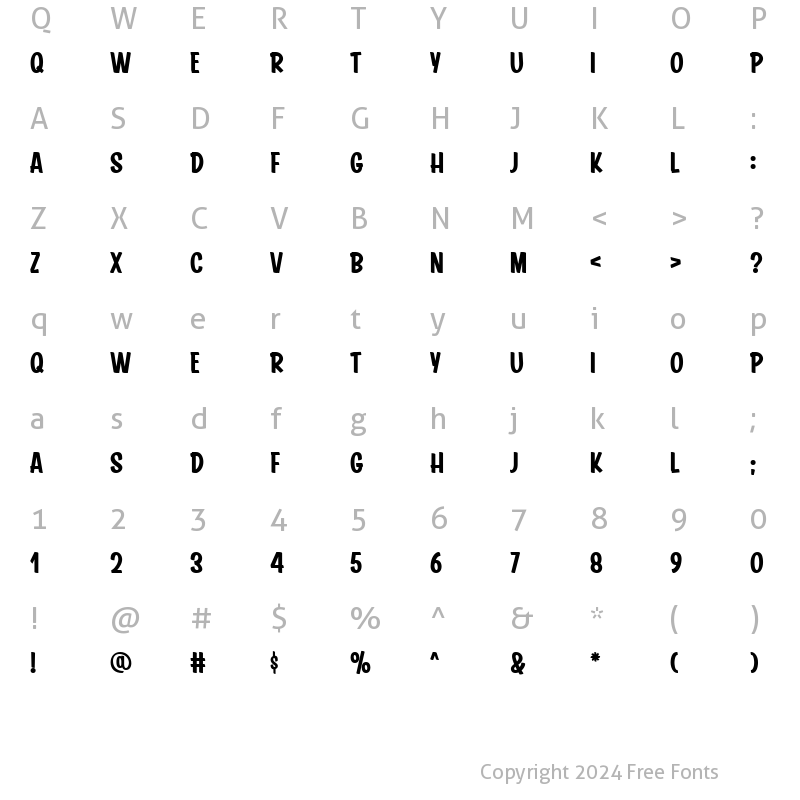 Character Map of Brusch Casual Medium