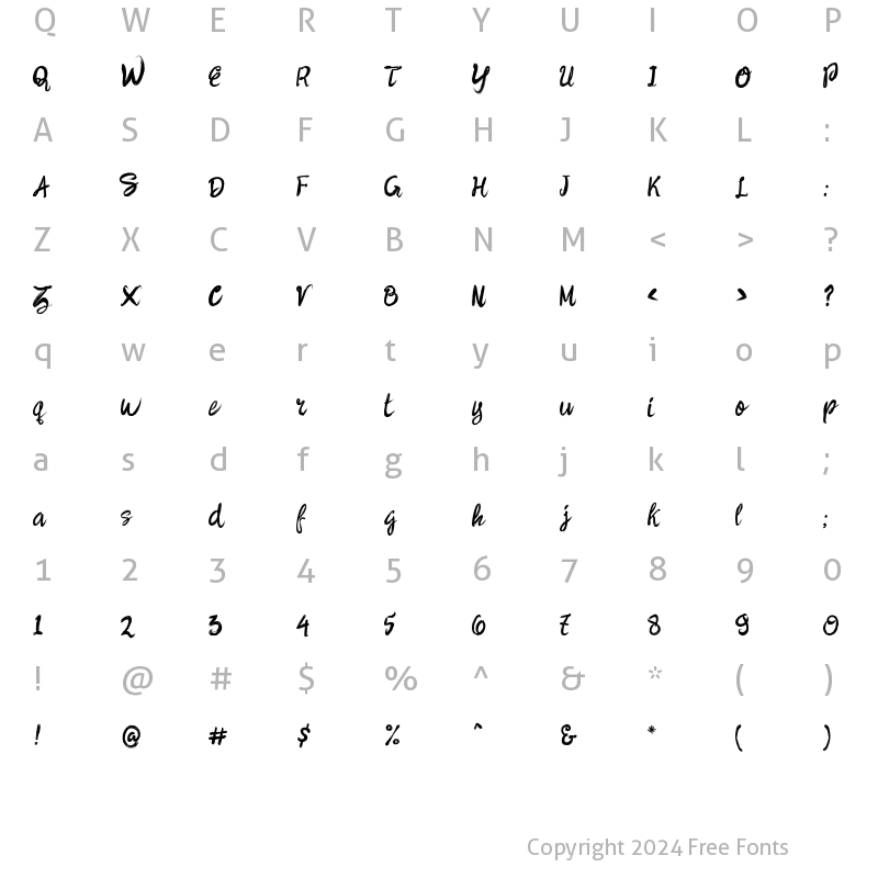 Character Map of Brush Letter Regular