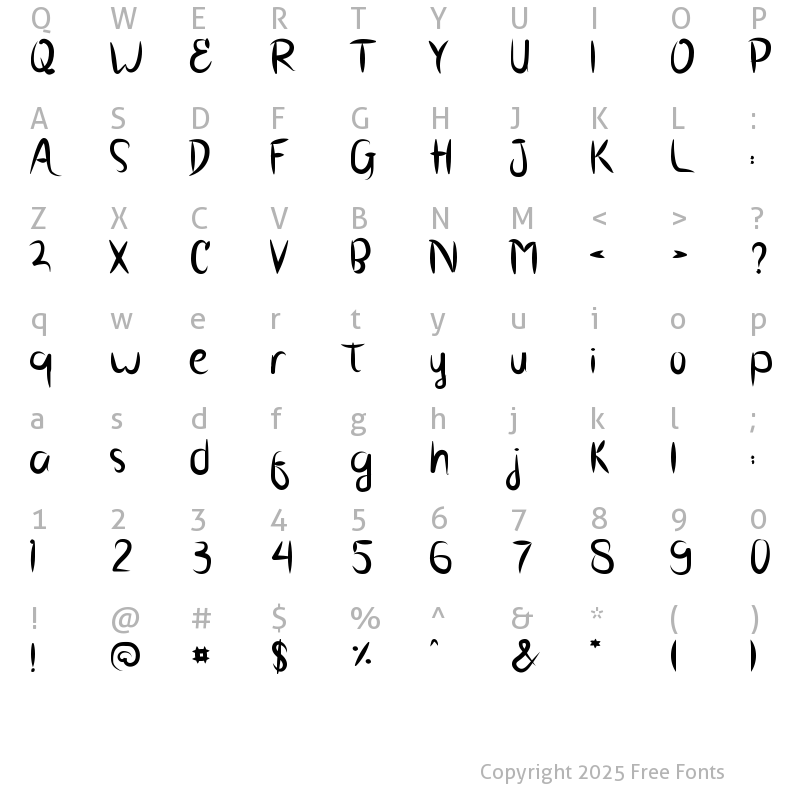 Character Map of BRUSH SCOOT Regular