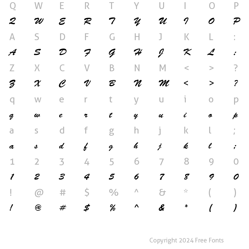 Character Map of Brush-Script Italic