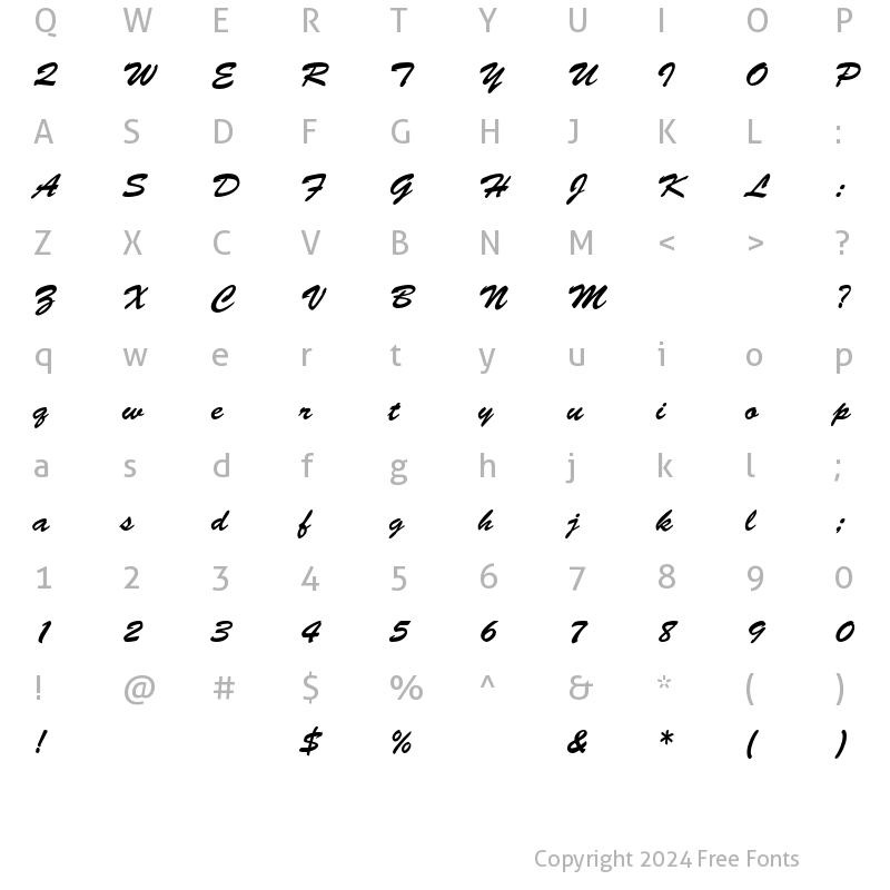 Character Map of Brush Script LT Regular