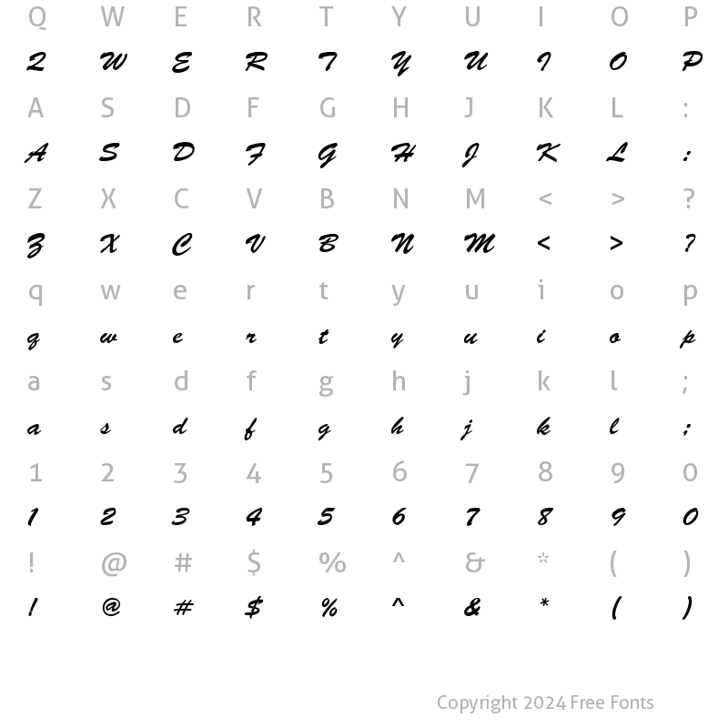 Character Map of Brush-Script Regular