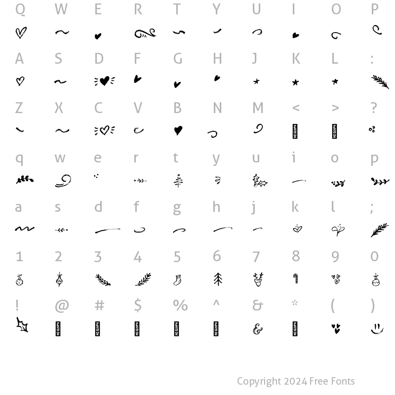 Character Map of Brushberry Design Elements