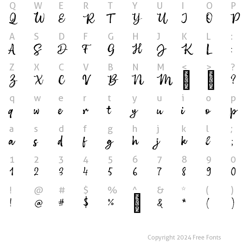 Character Map of Brushberry Script