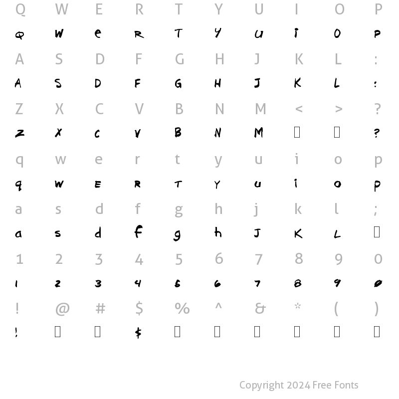 Character Map of Brushcut Regular