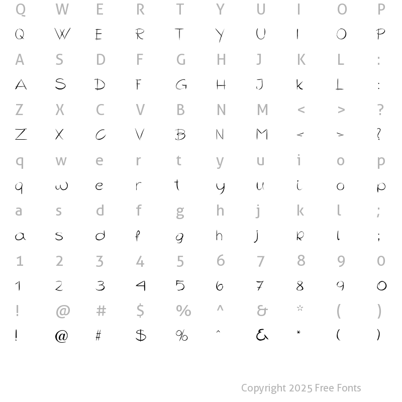 Character Map of BrushedRound Becker Normal