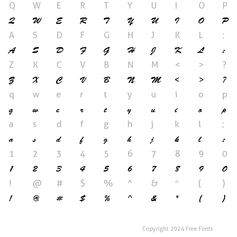 Character Map of BrushedScript Regular