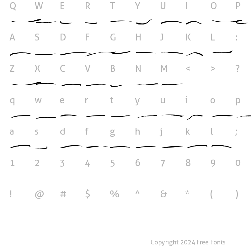 Character Map of Brushello Swashes Regular