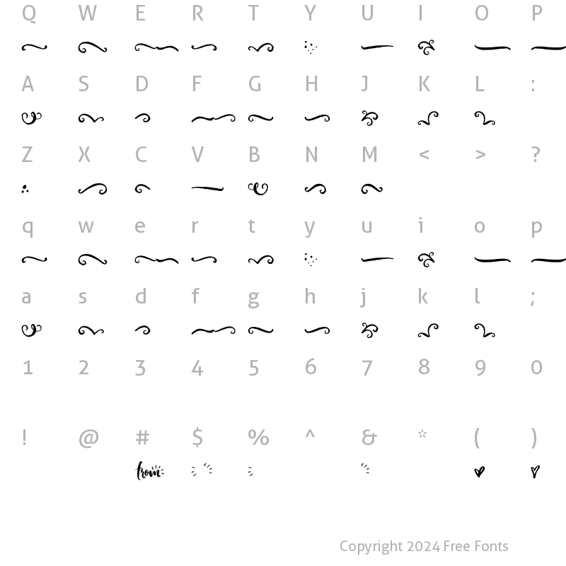 Character Map of Brushfire Extras Regular