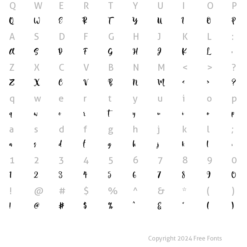 Character Map of Brushfire Regular