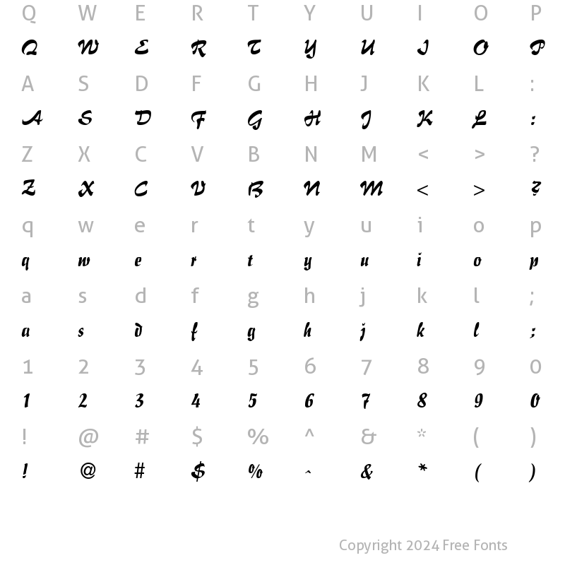 Character Map of BrushFlair Regular