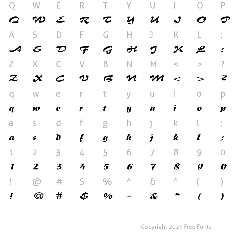 Character Map of BrushFlairExpanded Regular