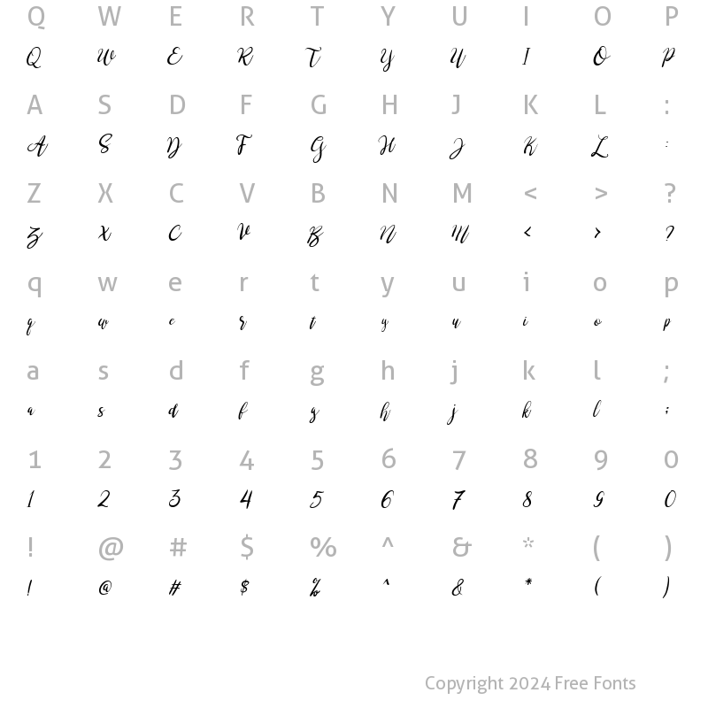 Character Map of brushgyo Italic