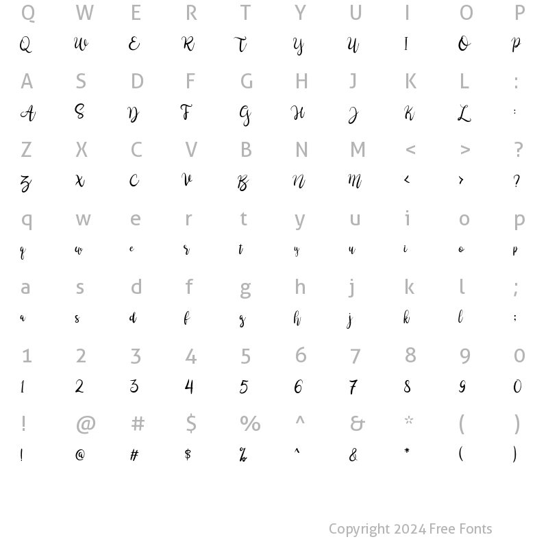 Character Map of brushgyo Regular