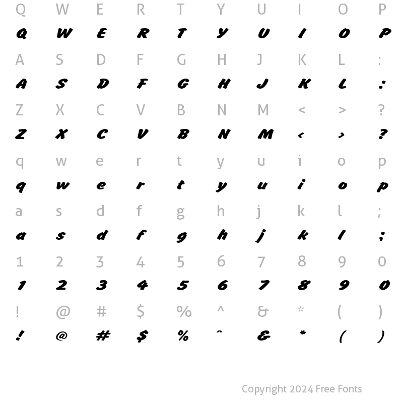 Character Map of BrushHandExpanded Regular