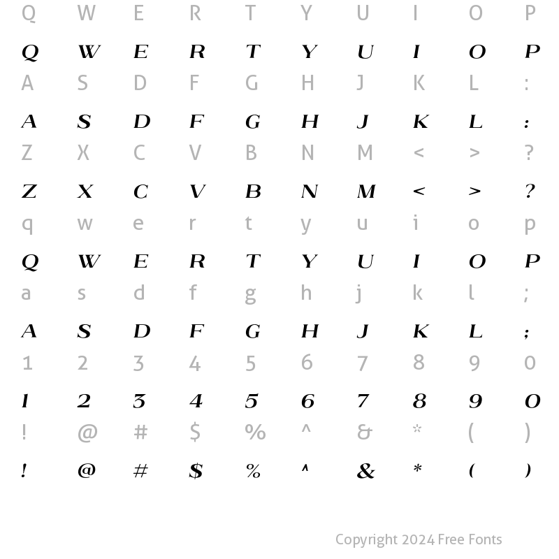 Character Map of Brushine Collective Oblique