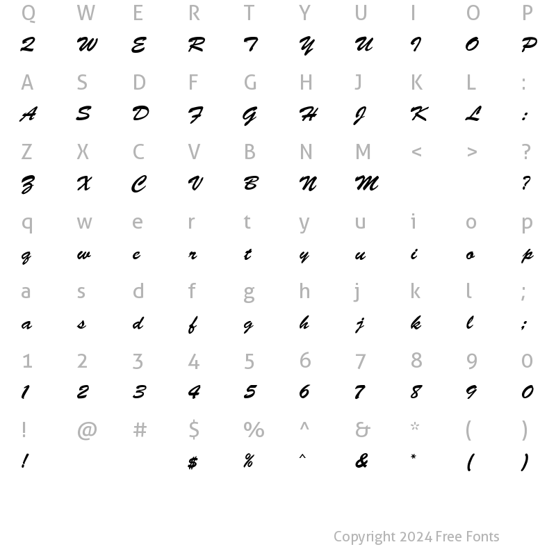 Character Map of BrushMN Regular