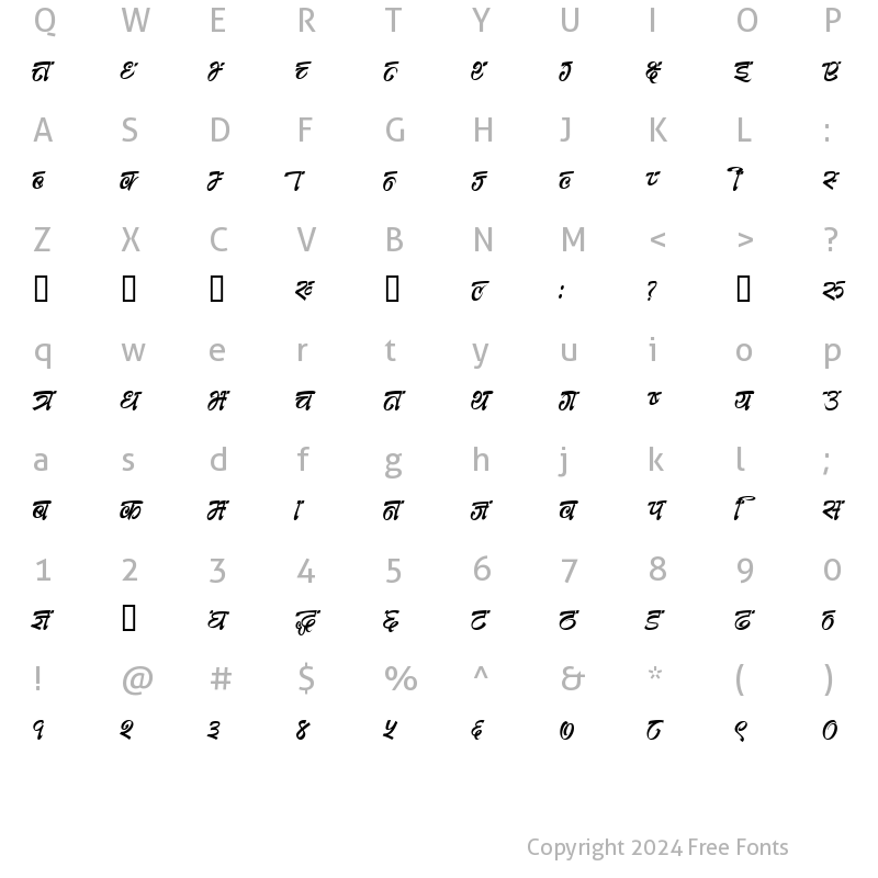 Character Map of BrushNoorisha Regular