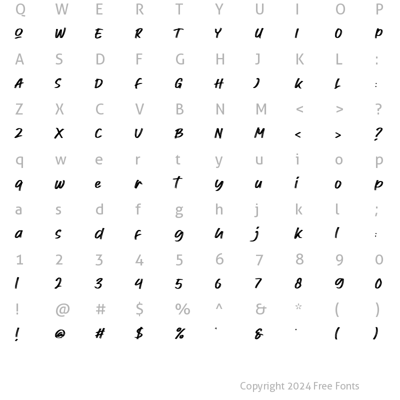 Character Map of Brushor Regular