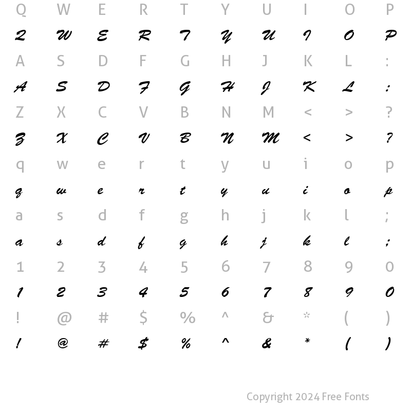 Character Map of BrushScrDEE Regular