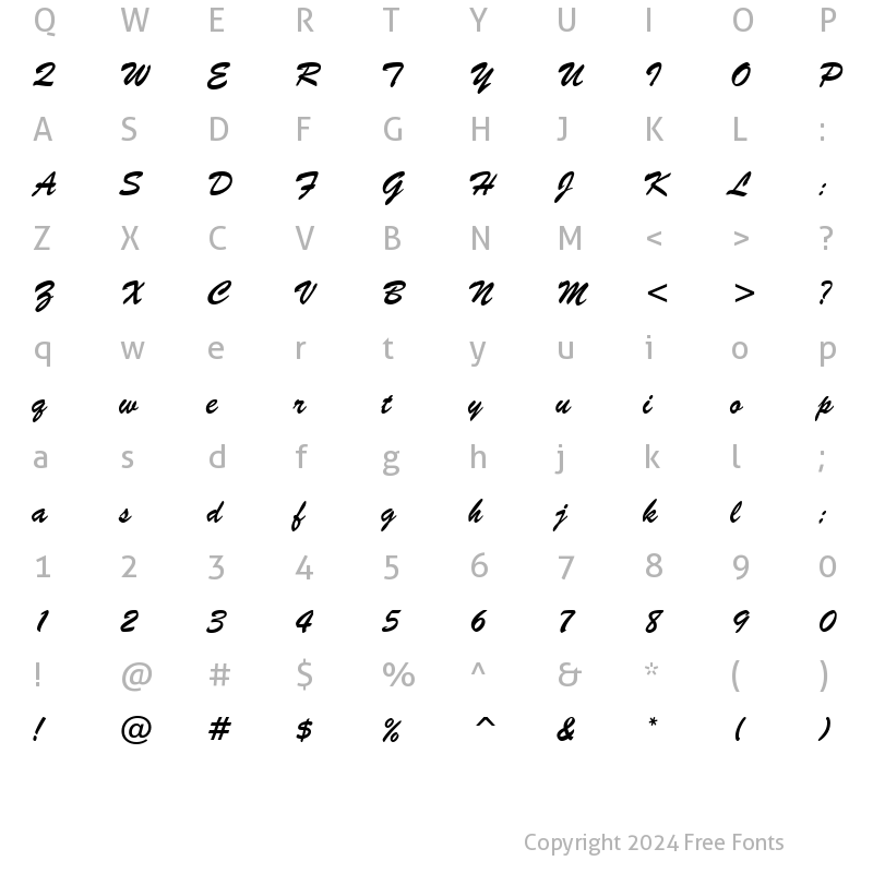 Character Map of BrushScript BT Regular