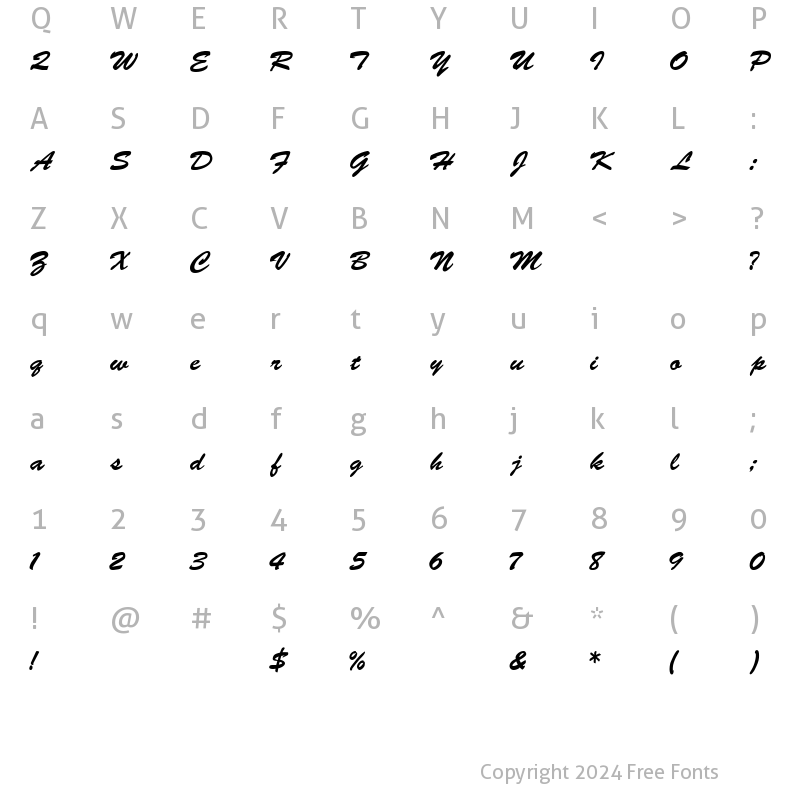 Character Map of BrushScriptUkrain Light