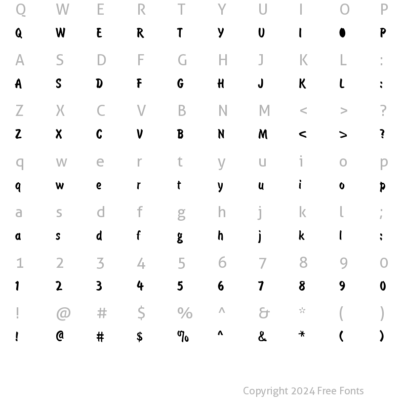 Character Map of BrushType SemiBoldA