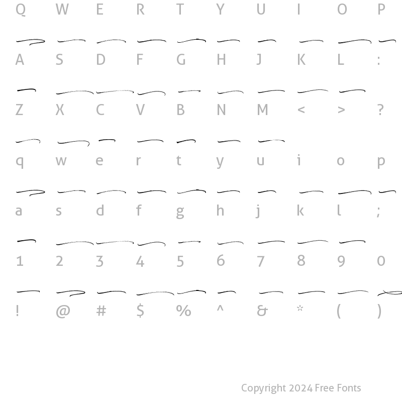 Character Map of Brushwell Swash Regular