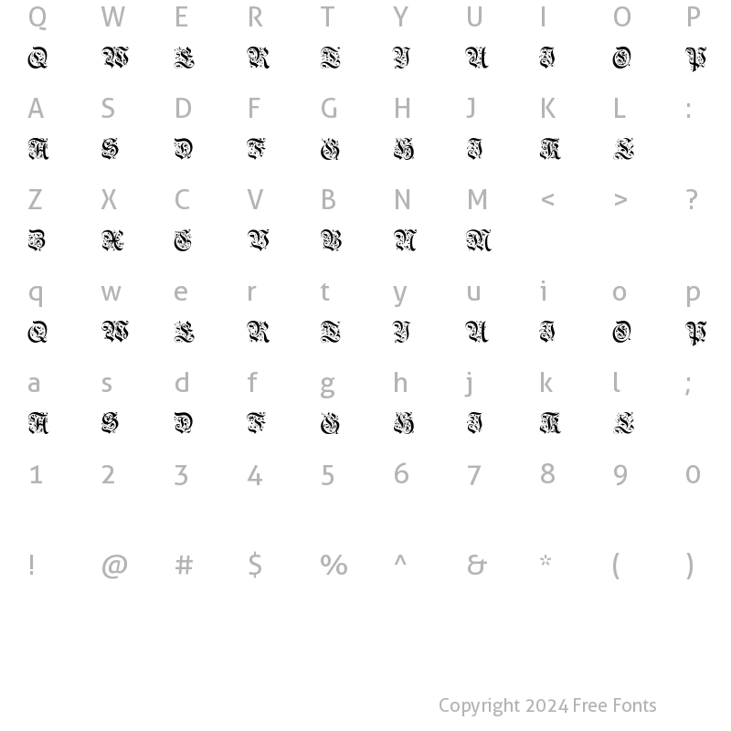 Character Map of BrusselsTitlingCaps Regular