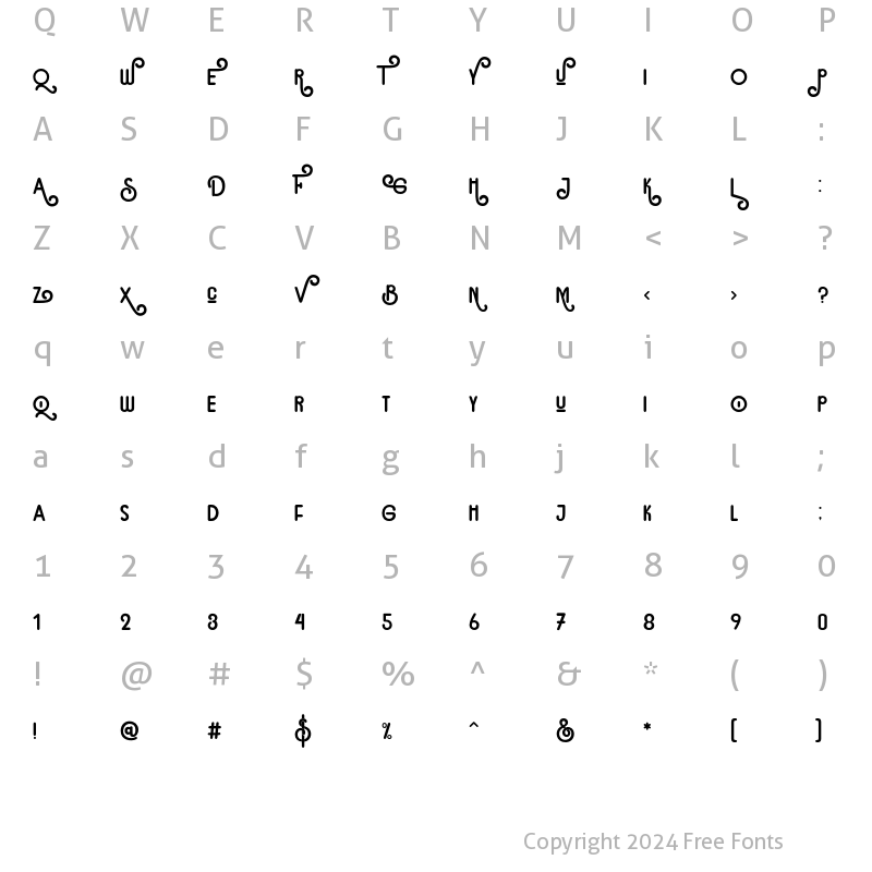 Character Map of brustoni Regular