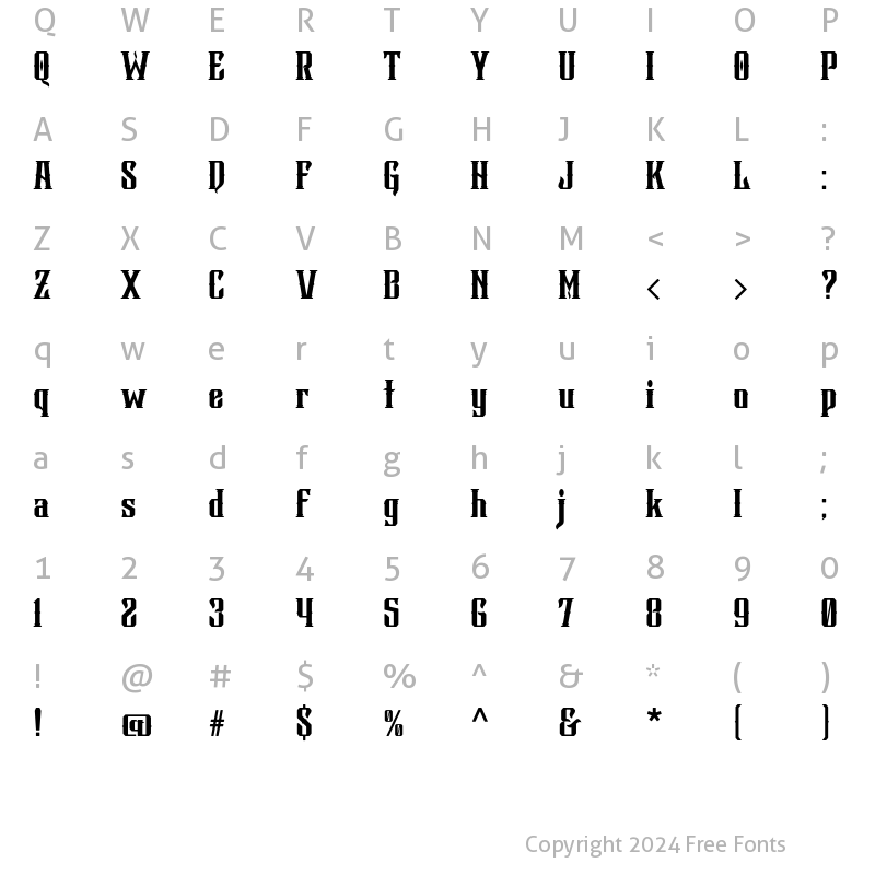 Character Map of Bsakoja Curvy