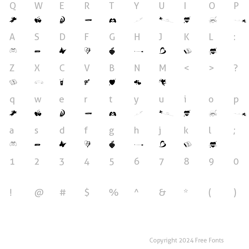 Character Map of BSH Extras Regular