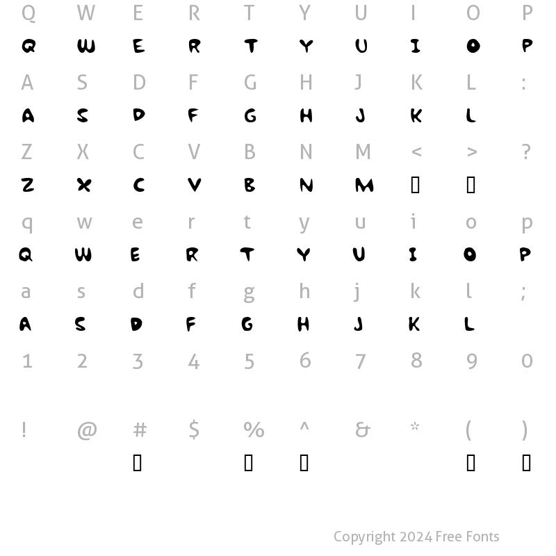 Character Map of Bubble Gum Rock BTrial BTrial