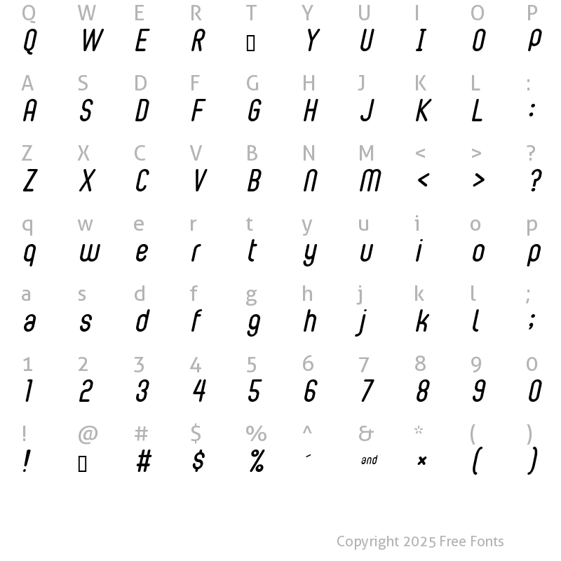 Character Map of BubbleBoy2 Regular