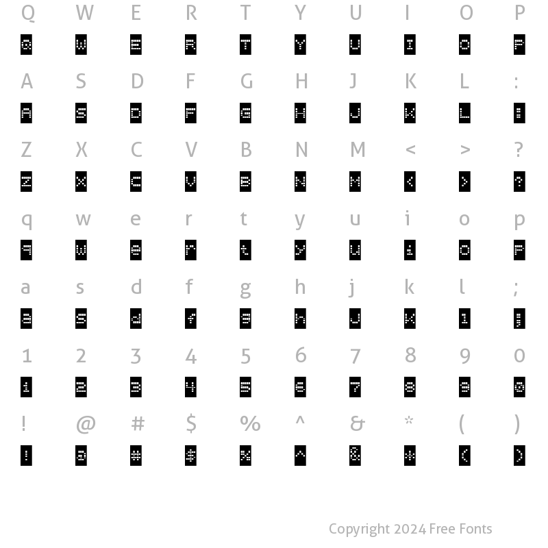 Character Map of Bubbledot ICG Coarse Neg Regular