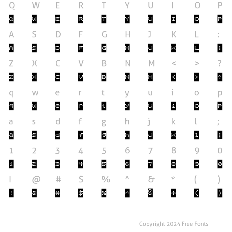 Character Map of BubbledotICG CoarseNeg Regular