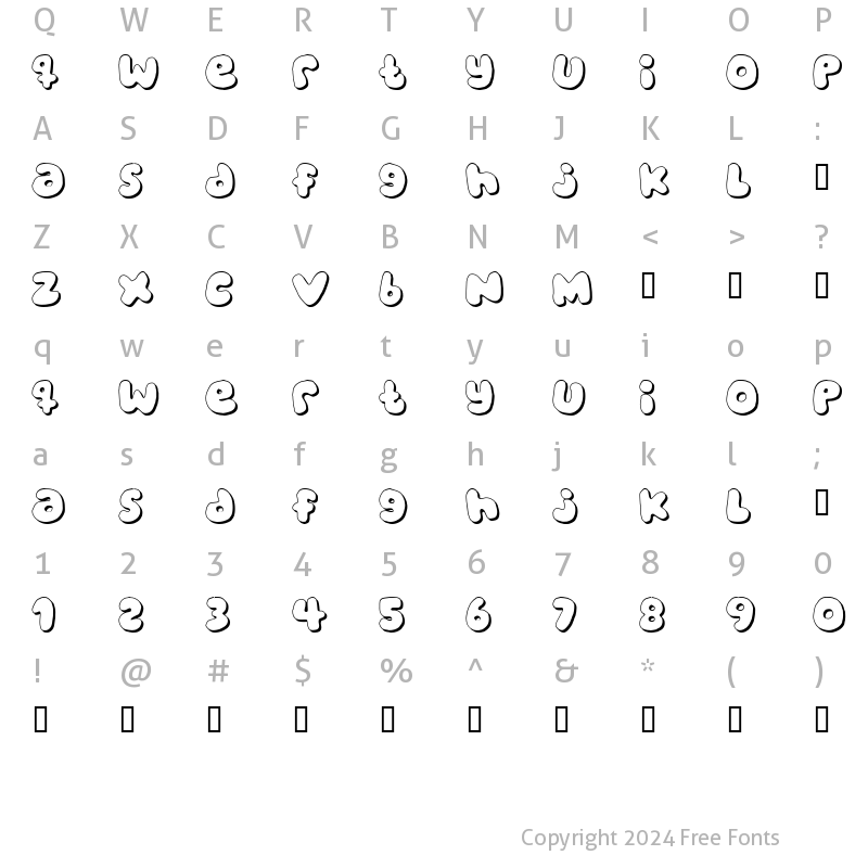 Character Map of bubblegums Regular