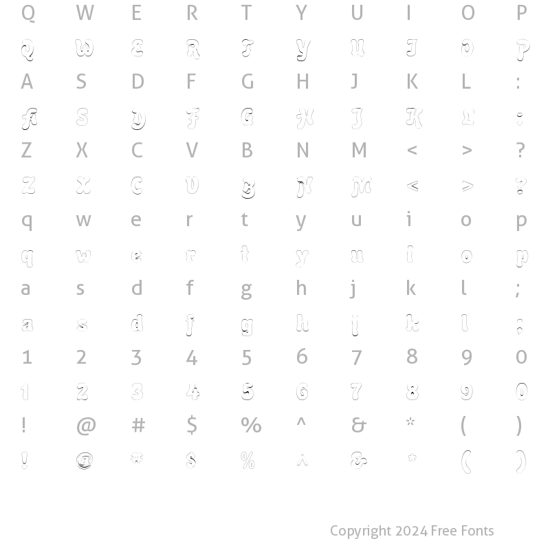 Character Map of BubbleSoftOutline Regular