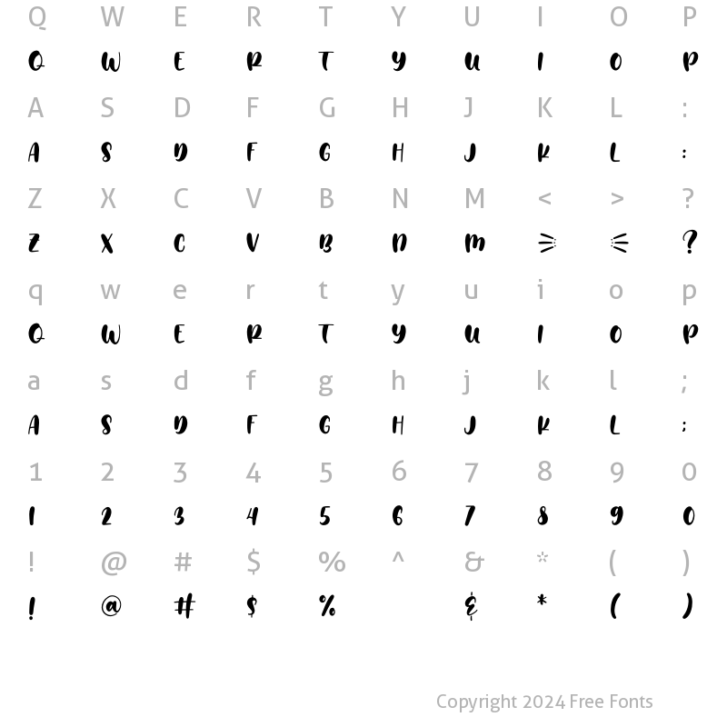 Character Map of Bubblez Solid