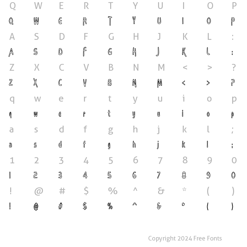 Character Map of Bubbly Frog Hollow Regular