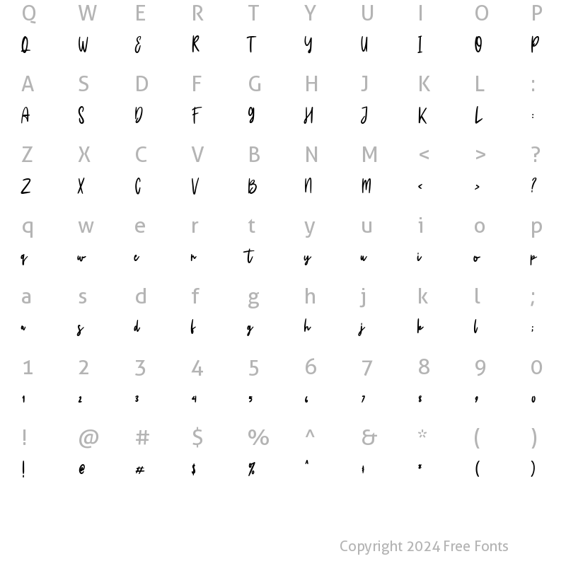 Character Map of Bubllys Regular