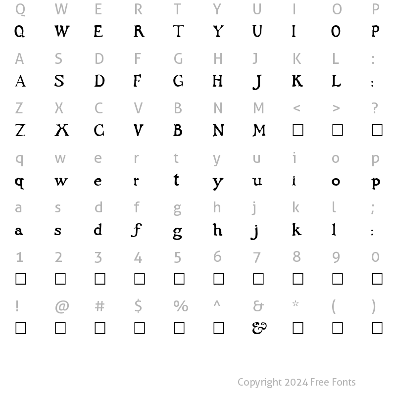 Character Map of Buccaneer Regular