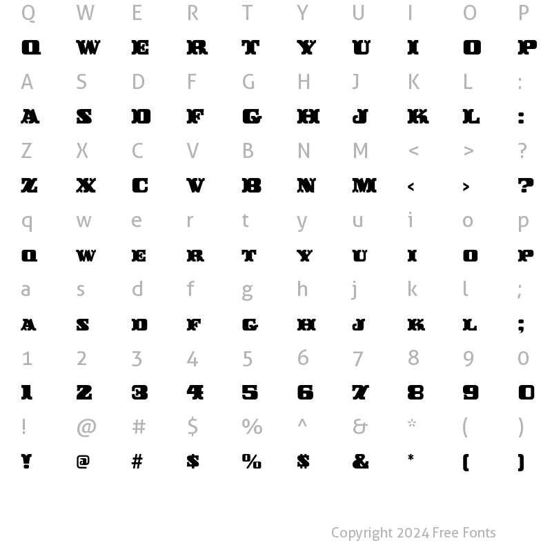 Character Map of Buckeroo ITC Regular