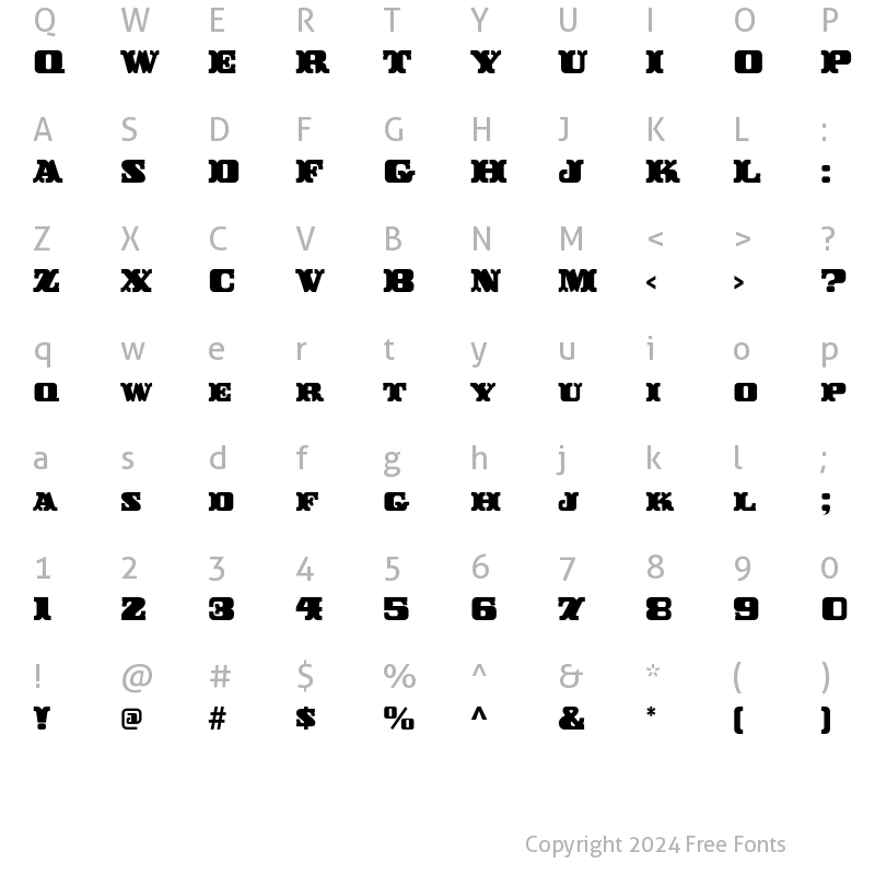 Character Map of Buckeroo ITC Std Regular