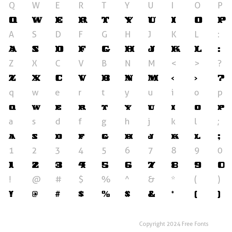 Character Map of BuckerooITC TT Regular