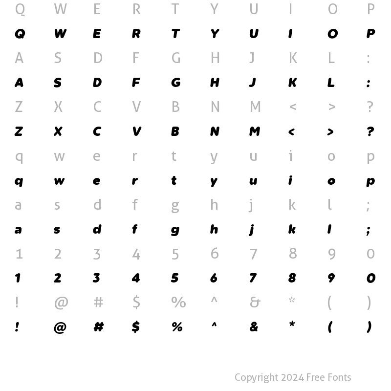 Character Map of Buckin-BlackOblique Regular