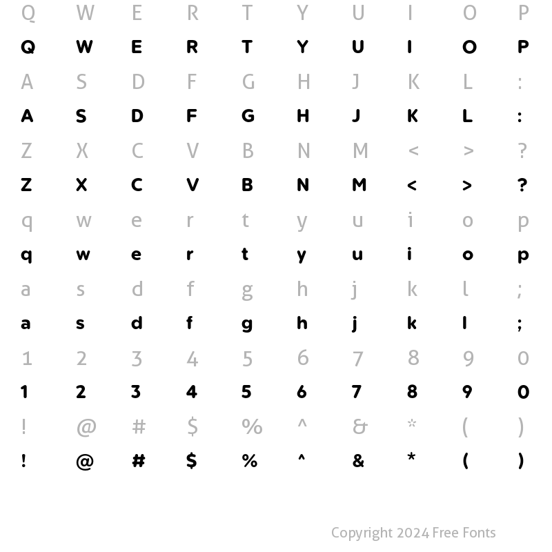 Character Map of Buckin-Bold Regular