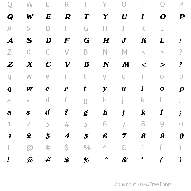 Character Map of Buckingham Italic