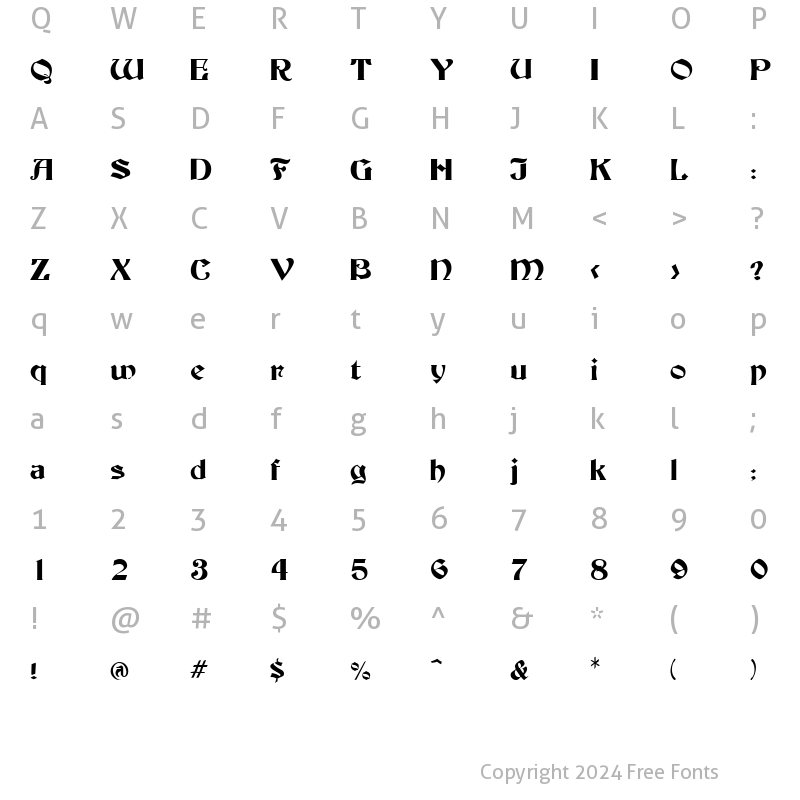 Character Map of Buckingham Regular