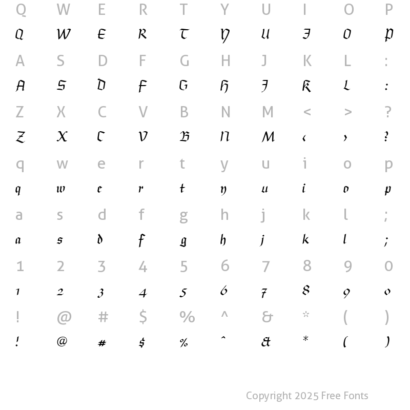 Character Map of BuckinghamFraktur LT Regular Regular